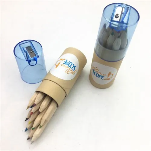 12 पीस पेपर ट्यूब पैक मिनी रंगीन पेंसिल